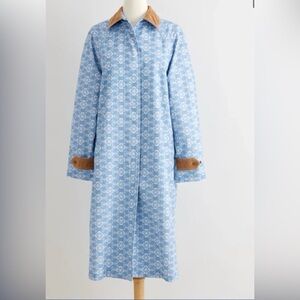 J. Peterman Printed Horseman’s Duster blue tile barn coat xs